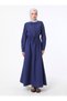Cotton Waist Tie Detailed Poplin Hijab Dress - Navy Blue - Benin