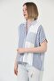 100% Linen Blue Striped Short Sleeve Shirt - 2