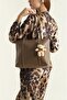 Zippered Shoulder Bag with Mink Teddy Bear Accessory