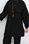 Collar Detailed Necklace Hijab Suit Black 4808 - 3
