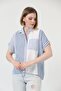 100% Linen Blue Striped Short Sleeve Shirt