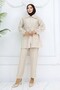 Hijab Suit with Stone Detail on Collar Stone Color 4727
