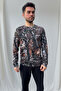 Forest Pattern Çulluk Printed Hunter Regular Fit Crew Neck Long Sleeve Dry Touch Transitional T-Shirt