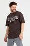 Men's Oversize Printed T-Shirt Dark Brown - 3