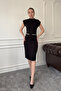 Beaded Ornamental Pocket Detail Dress - Black - 3