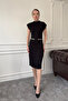 Beaded Ornamental Pocket Detail Dress - Black - 5