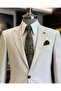 Italian Style Slim Fit Plaid Men's Jacket Beige T12546 - 2