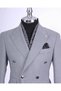 Italian Style Slim Fit Double Breasted Peaked Collar Men's Jacket Gray T13296 - 2