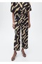 Straight Cut Trousers with Patterned Belt - 4