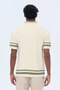 Ecru Premium Oversize Men's Knitwear T-Shirt with Collar and Sleeve Stripes - 3