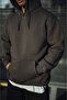    Three Thread Combed Cotton Hooded Basic Sweatshirt - Anthracite