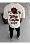 White Unisex Oversize Printed Crew Neck T-Shirt - 3