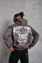 Men's Drawstring Printed Hooded Sweatshirt - Smoked - 2
