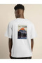 White Unisex Oversize Printed Crew Neck T-Shirt - 4