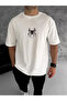 White Unisex Oversize Printed Crew Neck T-Shirt - 3