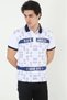 Dressify Women’S Fashion Men's Collared Slim Fit Printed T-Shirt - White - 2