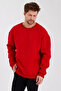 Men's Solid Color Crew Neck Sweat - Red - 2