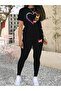 Butterfly & Heart Print Casual Two-Piece Suit, Crew Neck Short Sleeve Tops & Pants Outfits - 7