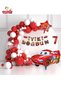 White Red Concept Birthday Party Set Ornament with Car Banner and Red Car Star Foil Balloon - 6