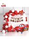 White Red Concept Birthday Party Set Ornament with Car Banner and Red Car Star Foil Balloon