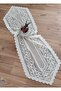 غطاء طاولة من قماش التول المحبوك بنمط عثماني 40x140 (كريمي)
