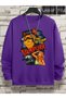 Hip Hop Harajuku Vintage Style Vampurr Cat Funny Comic Purple