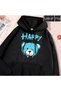 Hip Hop Harajuku Vintage Style Fun Blue Happy Bear Clothing Black