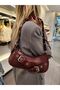 Mercan Stores Staple Detailed Design Faux Leather Shoulder Bag