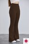 Women's Brown Crepe Flared High Waist Lycra Trousers Leggings