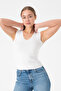White V-Neck Women's Knitwear Blouse - 4