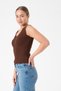 V-Neck Women's Knitwear Blouse - Brown - 4