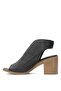 D25Ys-2915 Women's Genuine Leather Heeled Sandals Black - 3
