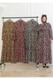 Floral Pattern Tied Viscose Fabric Dress - Orange/Pink Flowers - 7