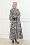 Viscose Dress with Tie - Black/White - 2