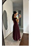 Pinterest Model Design Burgundy Pleated Long Dress - 4