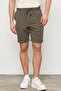 Men's New Season Diagonal Jacquard Knitted Fabric Khaki Green Shorts Ls-93056