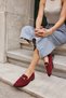 Rush Women's Burgundy Real Suet Buckle Detail Loafer Shoes