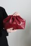 Women's Burgundy Patent Leather Faux Leather Long Strap Clutch Daily and Evening Dress Bag