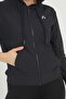 Women's Sweatshirt Hooded Kangaroo Pocket Zippered Diving Fabric Navy Blue 5040 - 5