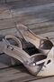 Jeremy Beige Patent Leather Double Buckle Heeled Women's Shoes - 5