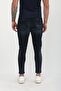 Men's Skinny Ripped Patch Detailed Jean Navy Blue - 8