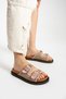 Klein Women's Straw Knitted Double Buckle Powder Color House Slippers - 3