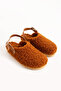 Moshe Women's Fur-Lined Single Buckle Winter Cinnamon Sandals-Looking Slippers - 8