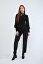 Women's Elastic Waist Lycra Stretchy Jean Trousers Black Narrow Leg - 3