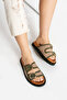 Klein Women's Straw Knitted Double Buckle Khaki Green House Slippers - 3