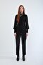 Women's Elastic Waist Lycra Stretchy Jean Trousers Black Narrow Leg - 4