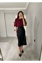 High Waist Midi Length Satin Skirt - 4