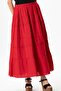 Benan Elastic Waist Long Summer Muslin Skirt Red Krmz