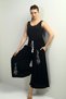 Women's Elastic Waist Pocketed Palazzo Trousers with Embroidery Detail - 2