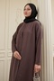 Pearl Detailed Piece Detail Bitter Brown Abaya - 4